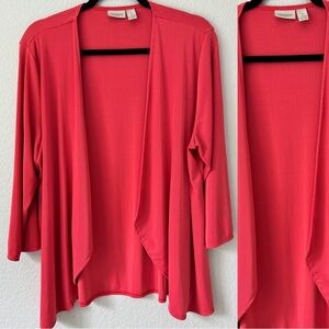 Chico's Easywear Cardigan Women's‎ Size 3 (XL) Coral Pink Business Casual